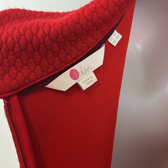 Boden Ribbed Zoe Ponte Tailored Mock Collar Pocket Red Dress Size 4 - Picture 10 of 11